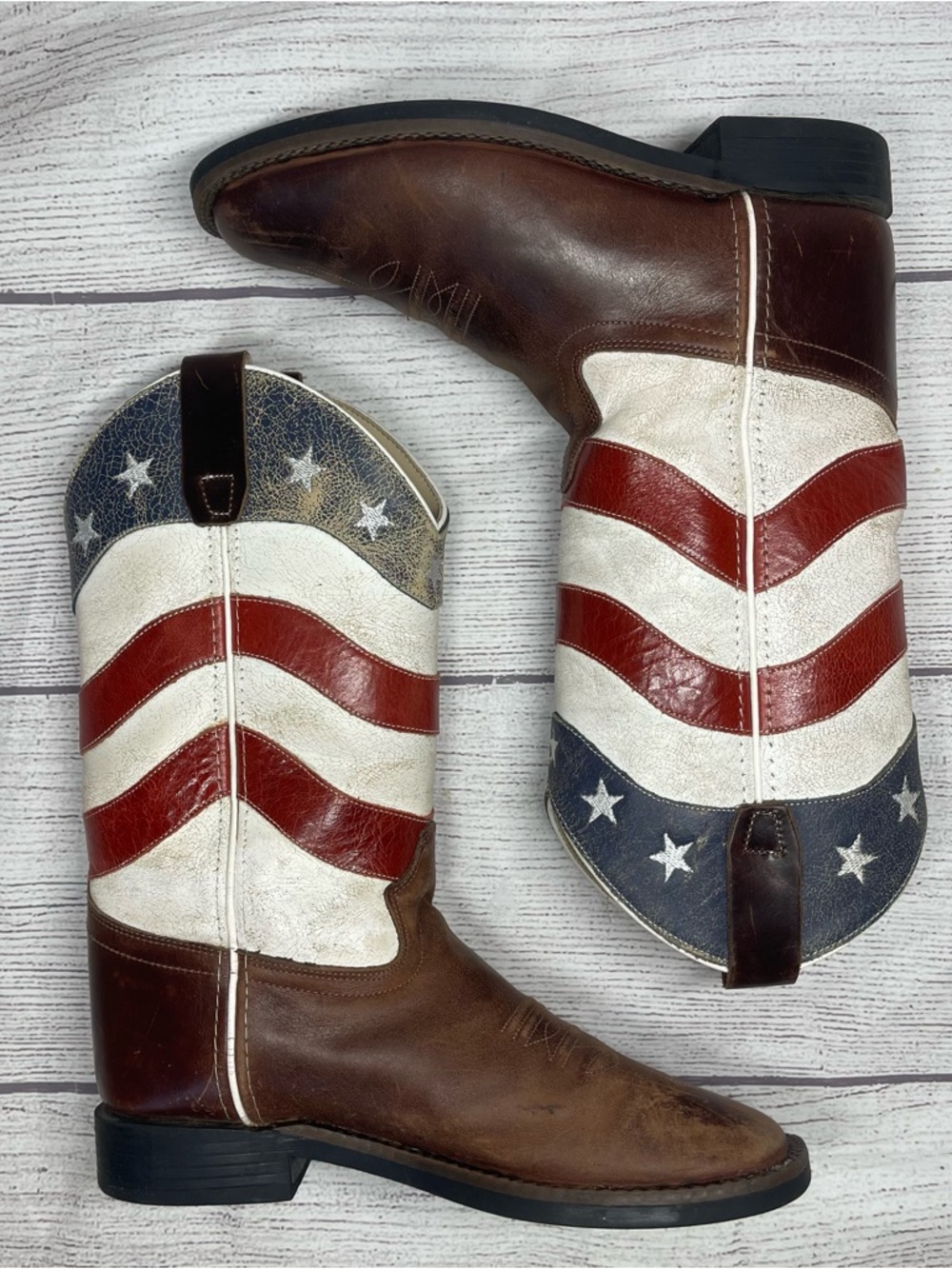 Old West Big Boys 6D American flag Cowboy Boots
